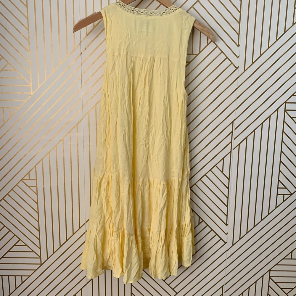 Gentle Fawn boho bohemian embroidered A line Sleevless Dress butter yellow S - Picture 8 of 10